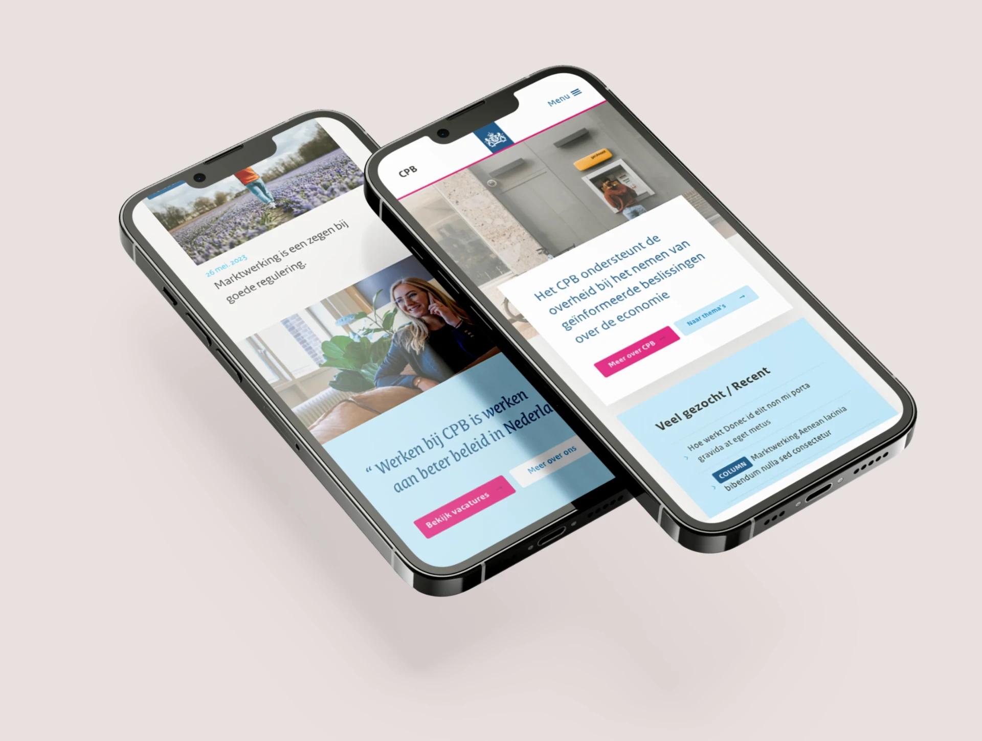 De CPB-website op mobiel