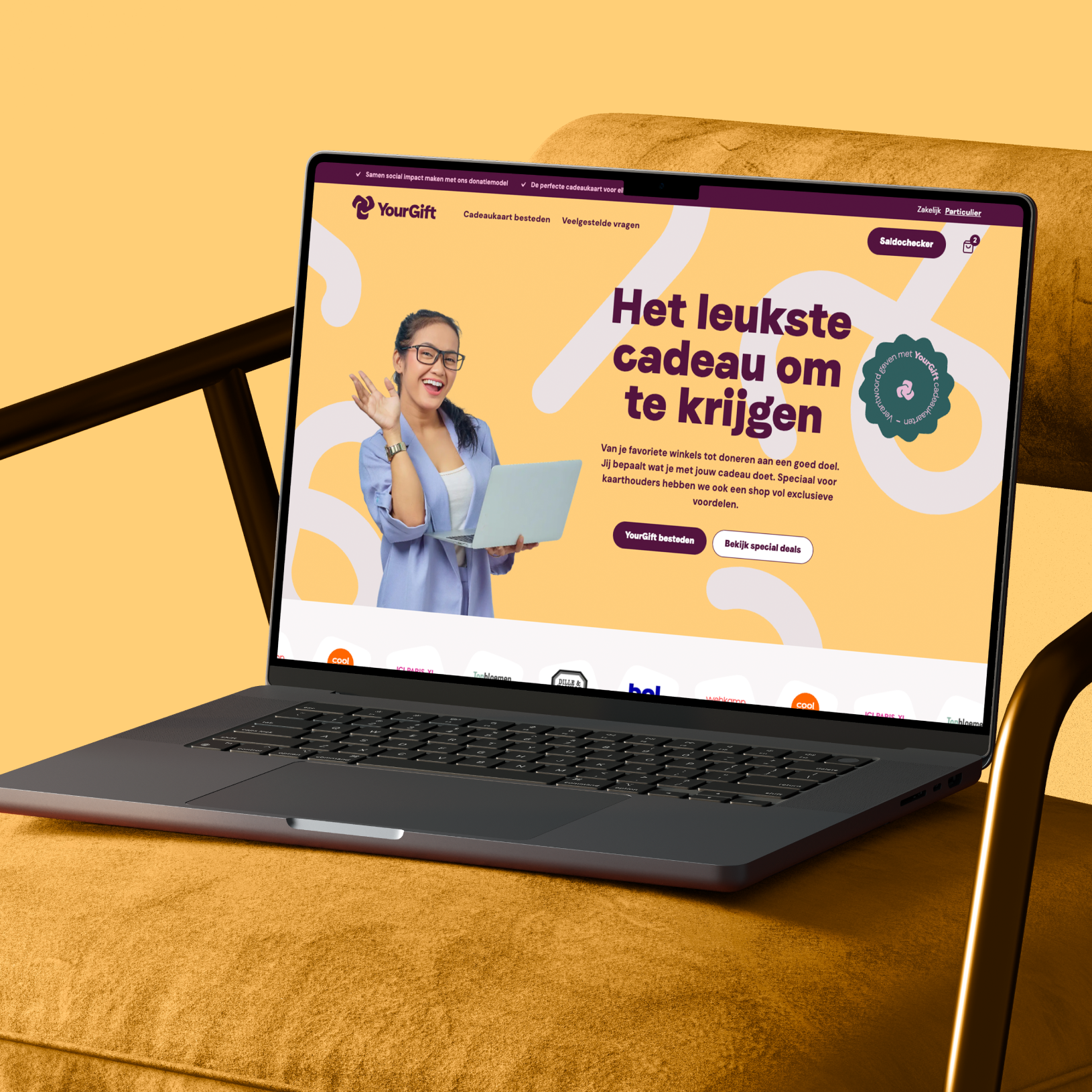 YourGift-website op laptop