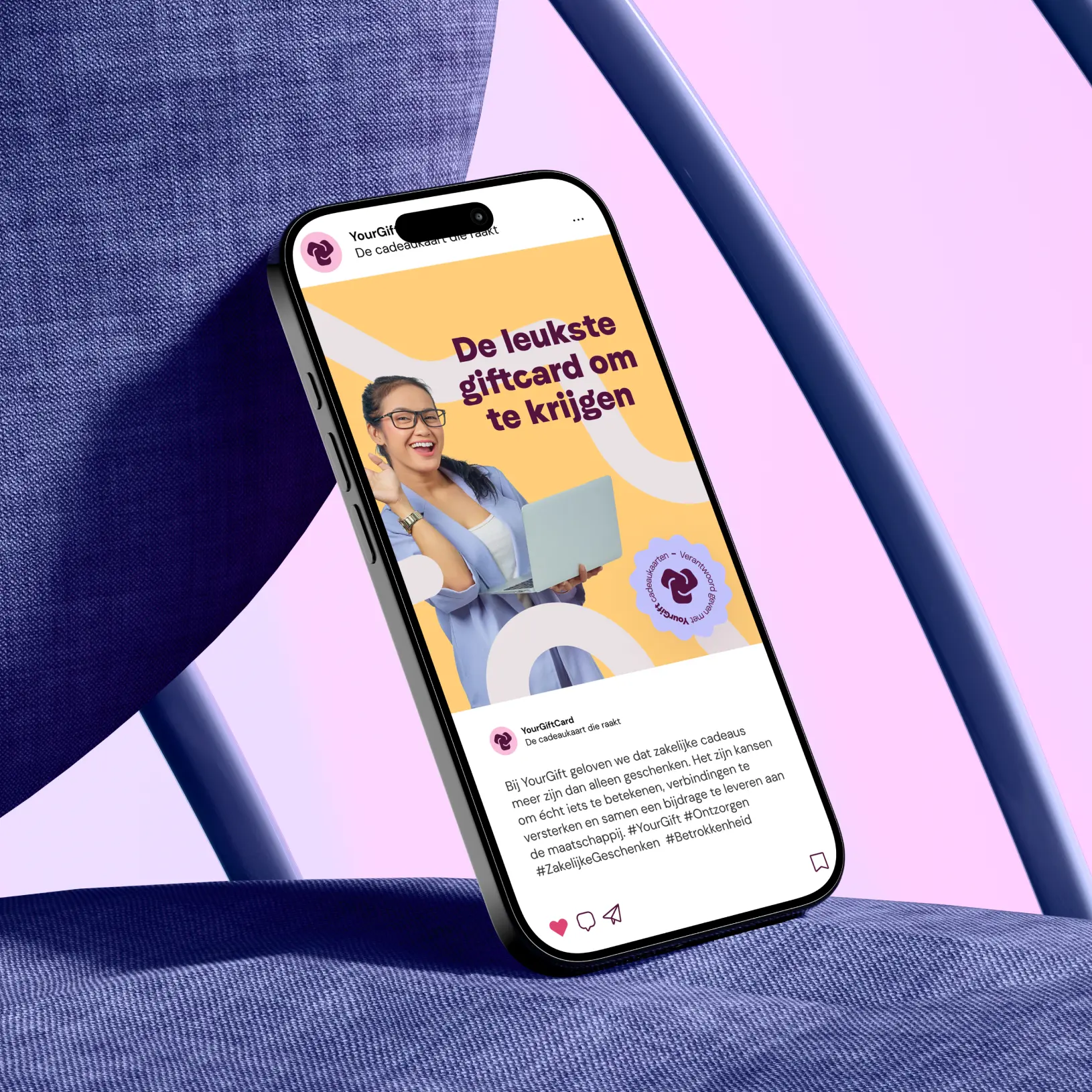 YourGift-website op mobiel