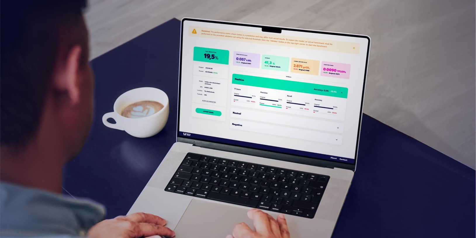 Het Watt's Right-dashboard op een laptop