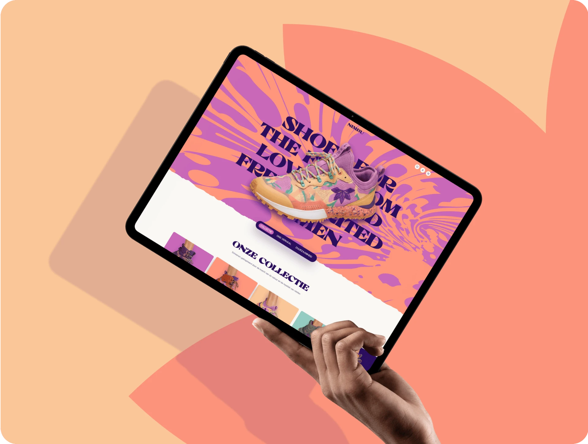 De Nimbu-website op een tablet